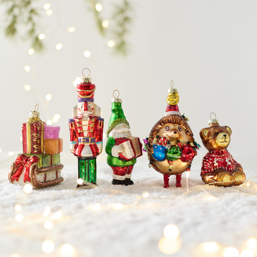 Pingente de bola em forma de vitral quebra-nozes soldado decoração de árvore de Natal