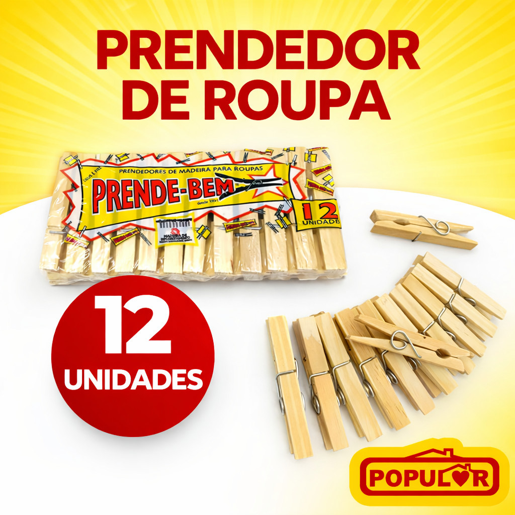 Prendedor Pregador de Roupa Gigantão Com 12 Unidades