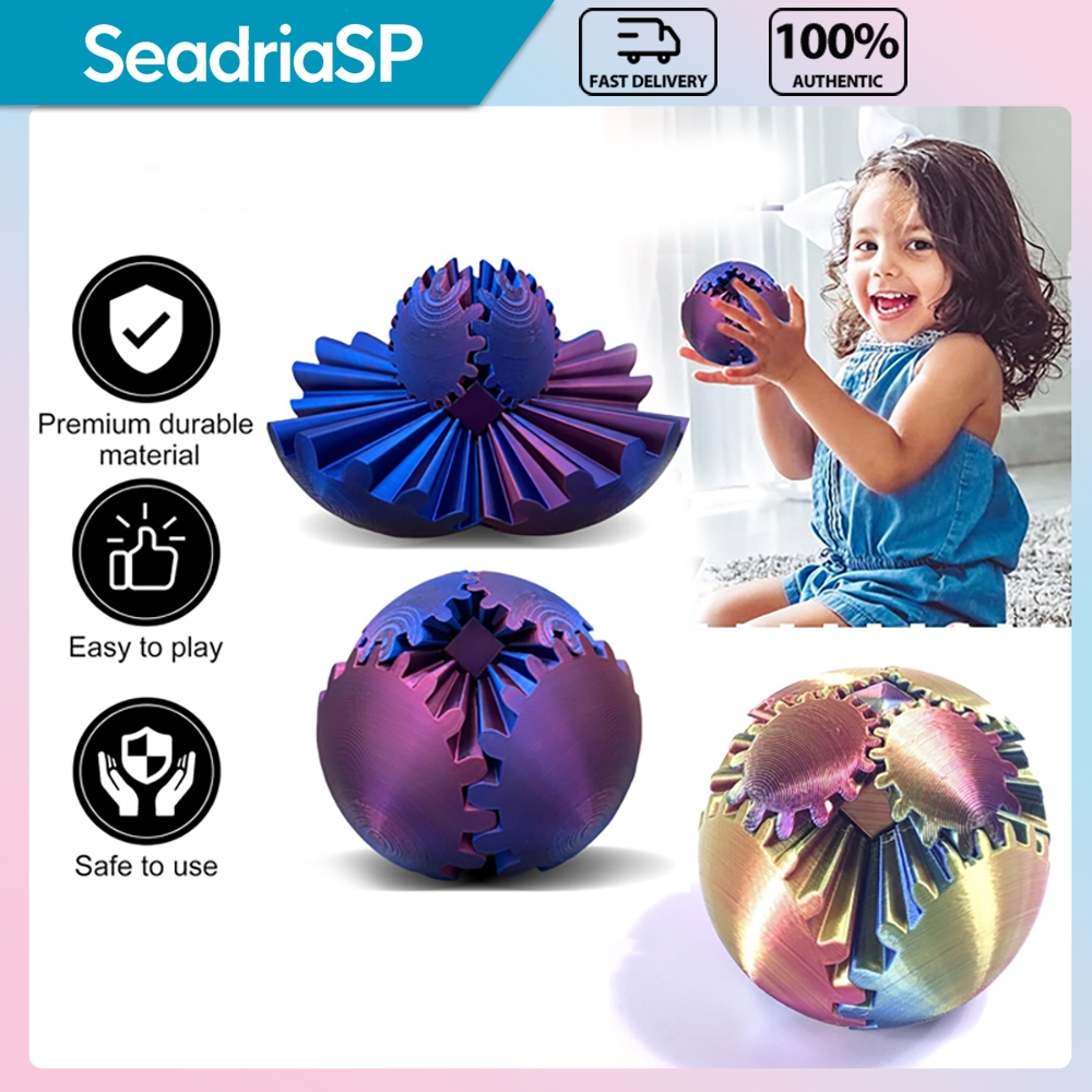 3D Printed Gear Ball Spin Ball Or Cube Fidget Toy Gear Sphere Desk