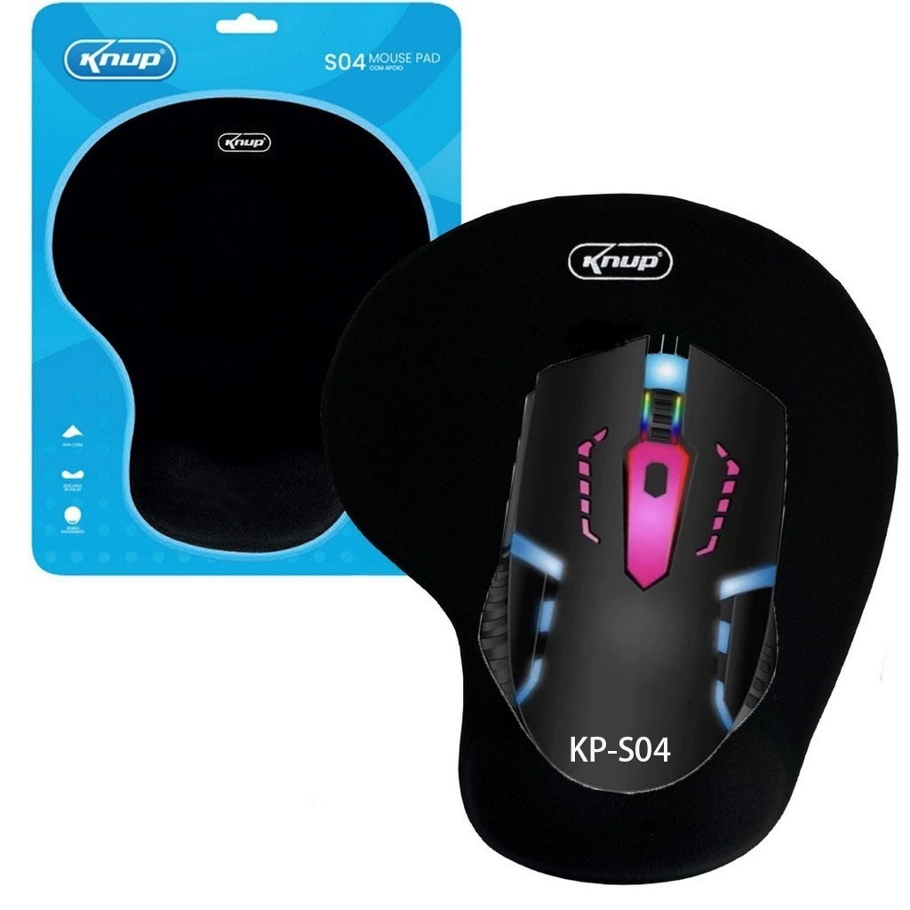 KIT ECONOMIA Mouse pad Ergonomico Apoio Gel Emborrachado  22x19cm KP-S04 +MOUSE COM LED