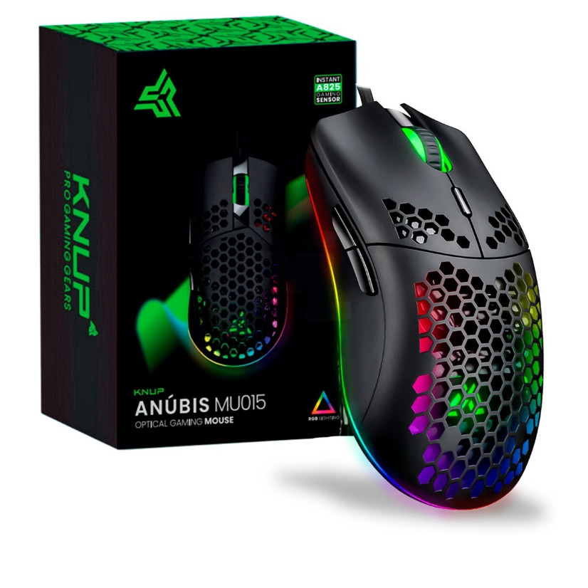 Mouse Gamer Anúbis 12800 Dpi 7 Botões Led RGB KNUP - KP-MU015