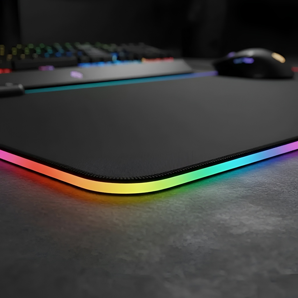 Mouse Pad Gamer Led Rgb Grande 30x80cm Impermeável Preto Preto Liso