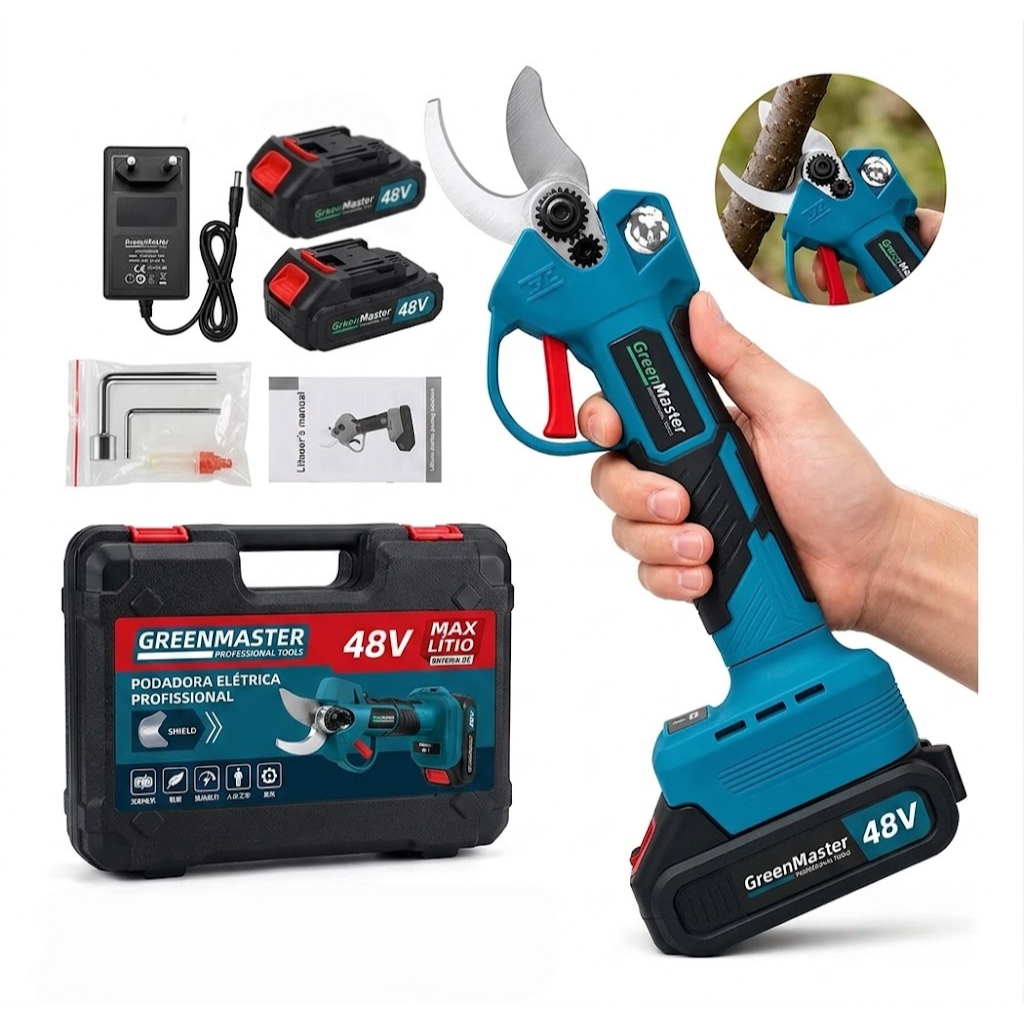 Cordless Electric Garden Pruning Shears, Electric Shears, Equipped with 2 Lithium Batteries, Extraordinary Power,Portabl