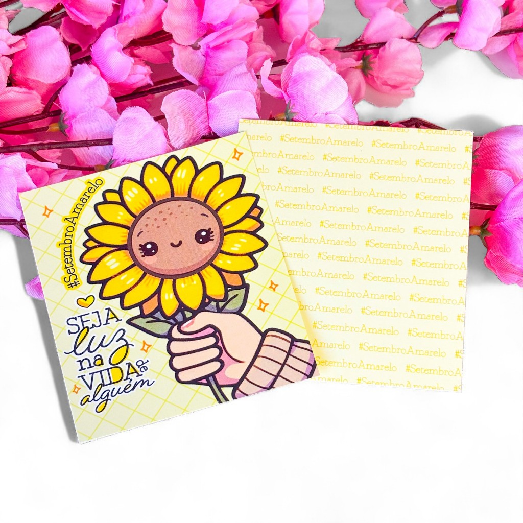 Cartão Postal Seja Luz Setembro Amarelo-Conscientização e Apoio Emocional 25/50/100 unidades