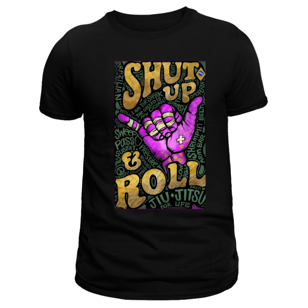 Linda Camisa, Camiseta, Jiu Jitsu, Shut up and roll, 100% Algodão, Aduto e Infantil Envio Imediato
