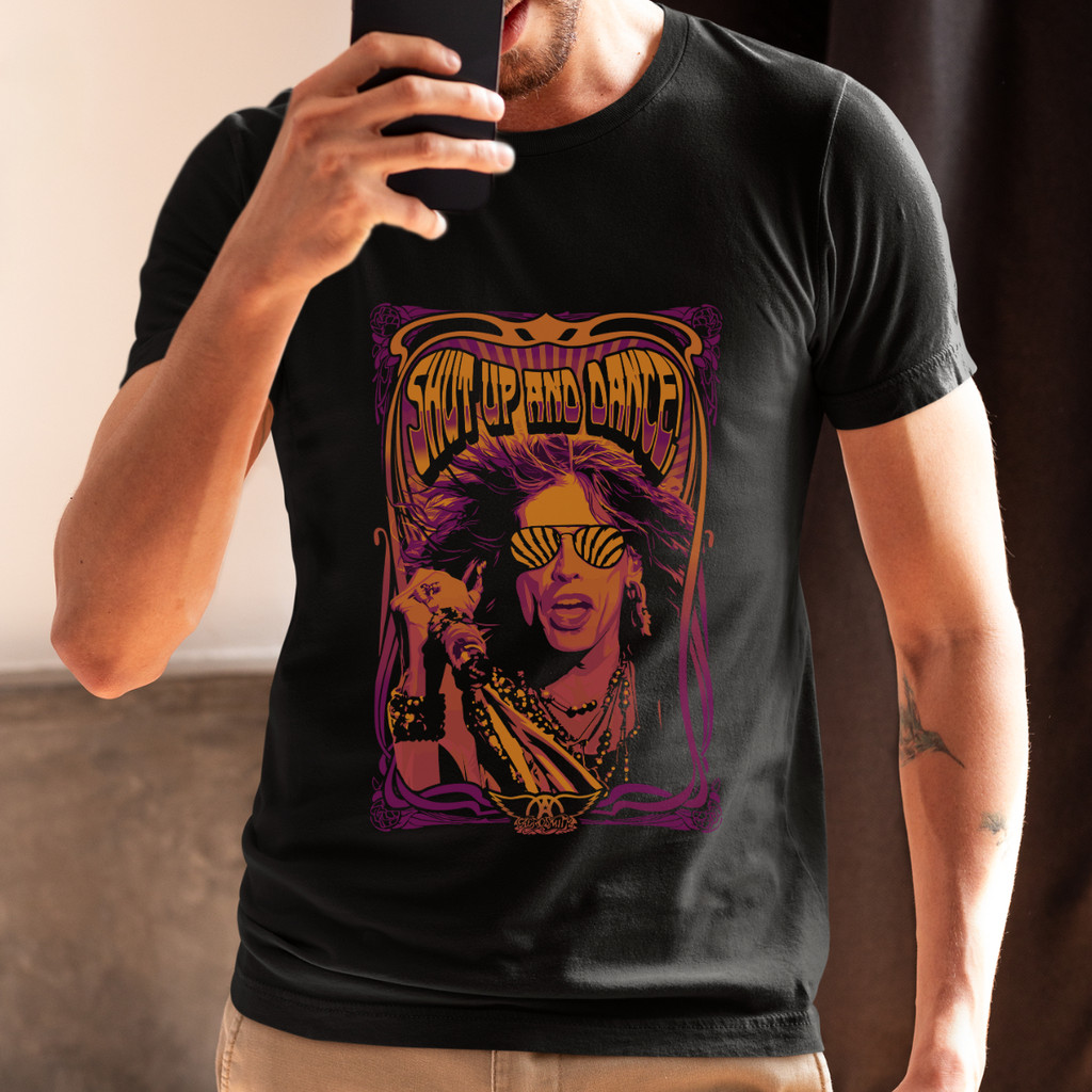 Camiseta Básica Personalizada Rock Aerosmith Shut Up N Dance