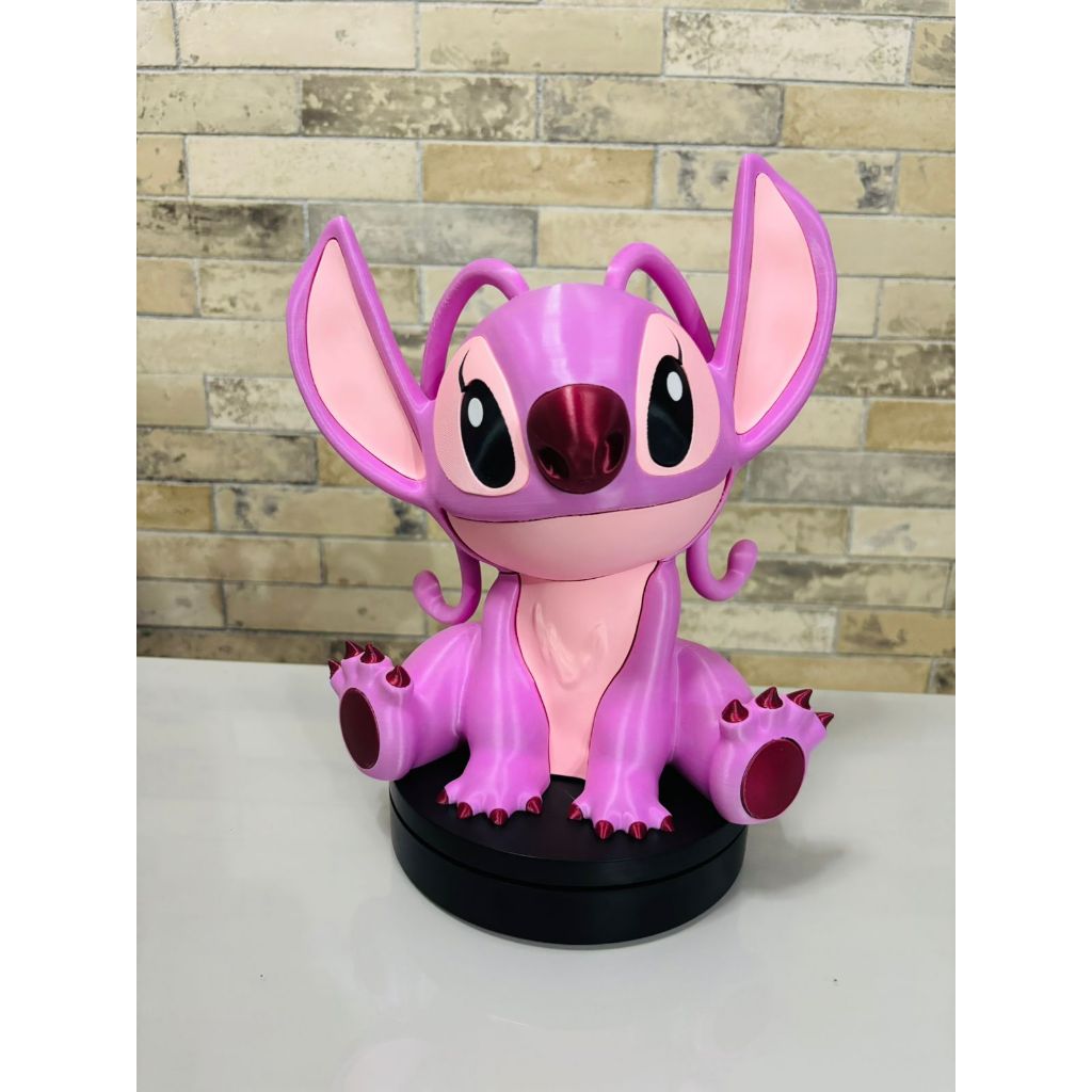 Boneca Angel Estilo Stitch 23cm – Impressão 3D – Decorativa Geek – Colecionável Rosa