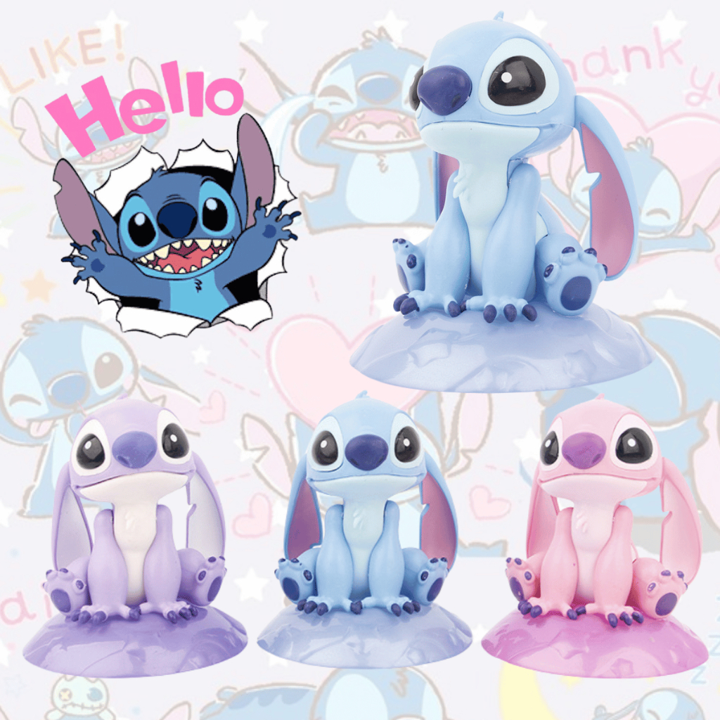 Bonecos Stitch Figuras de Ação Bonecos de Ação Decoração Anime Miniatura Stitch Angel