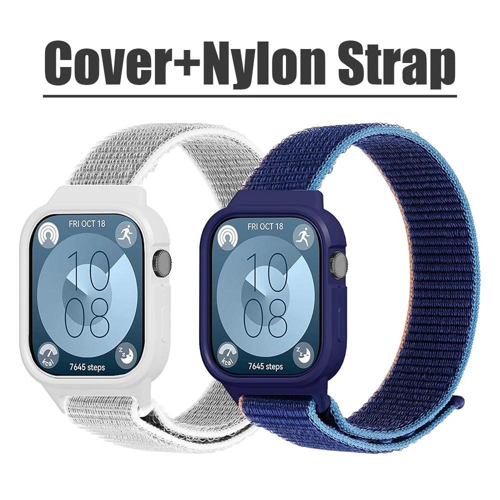 2 Em 1 Nylon Loop Sport Strap + TPU Case Para Huawei Fit 3 Band Belt Smartwatch Pulseiras Pulseira Anti Gores Protetor D
