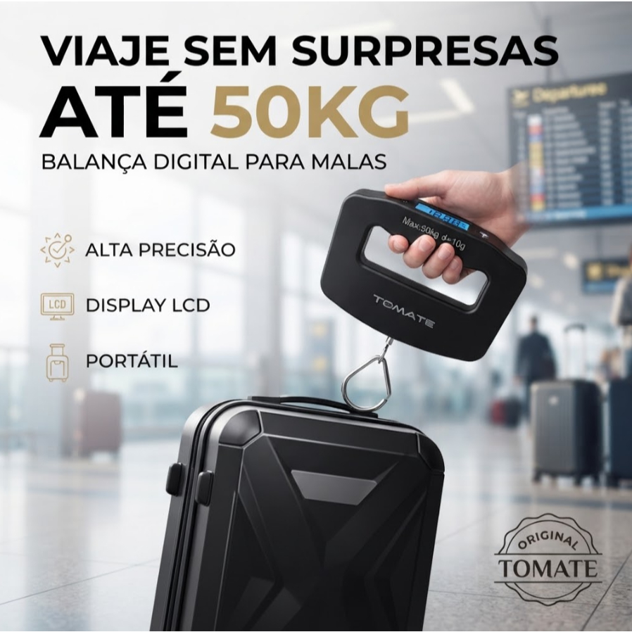 Balança Digital Tomate STC-03 para Malas 50kg Alta Precisão Portátil