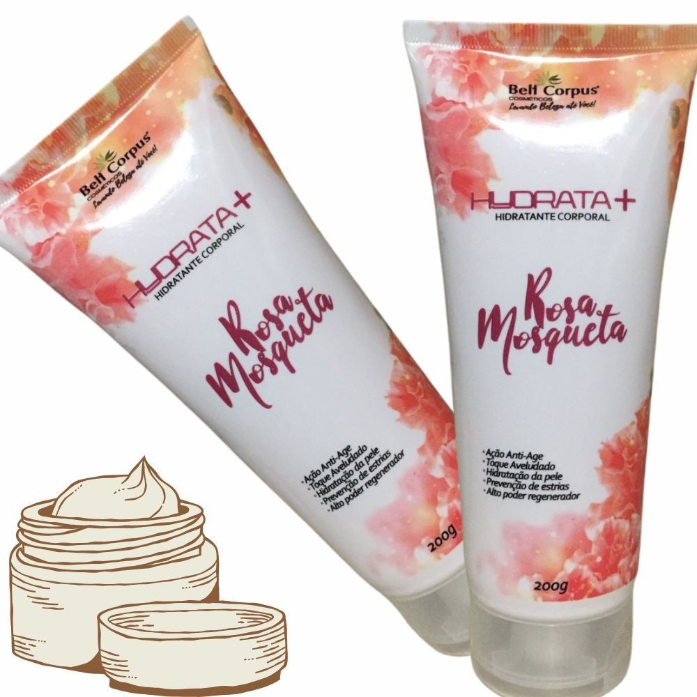 Creme Bell Corpus Creme Hidratante Rosa Mosqueta Bell Corpus Kit 2 Unidades Toque Macio e Perfumado