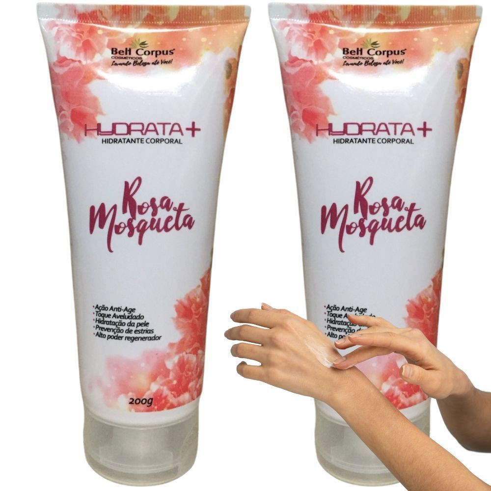 Kit 2x Creme Hidratante Rosa Mosqueta Bell Corpus - Pele Hidratada por Muito Mais Tempo