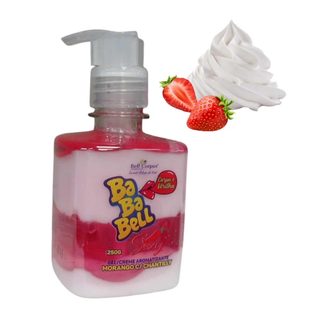 Creme de Virilha Bababell Bell Corpus 250g – Hidratação Intensa, Aroma de Morango com Chantilly