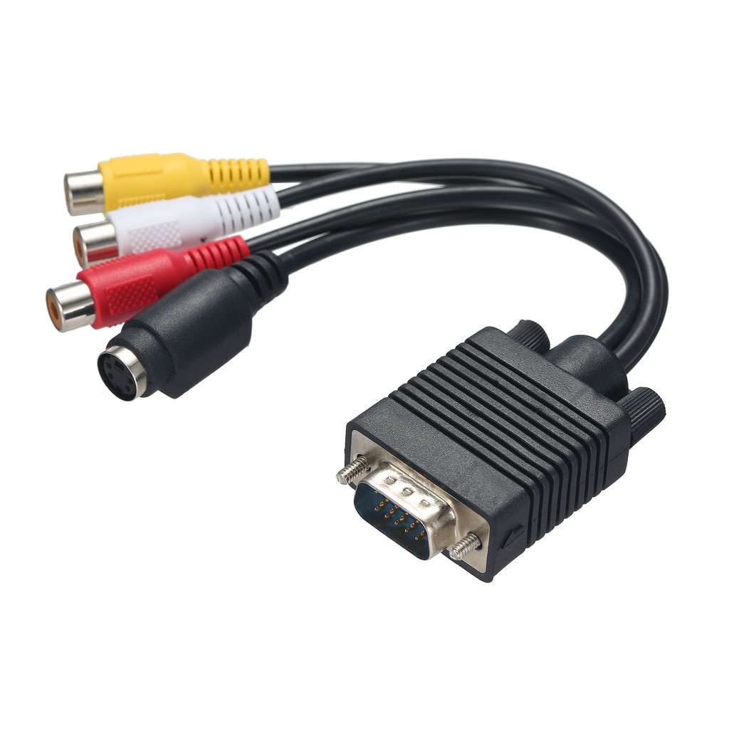 [Enviar Em 24h] Adaptador De Cabo Conversor VGA Para S-Video 3 RCA TV AV Fêmea Saída De Vídeo