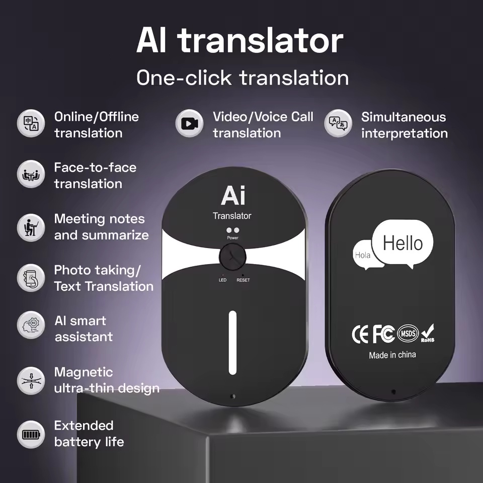 Tradutor Ultrafino AI Oferece Tradução On-Line Interpretação Simultânea De Voz Por Vídeo Remoto Mini Design Magnético Po