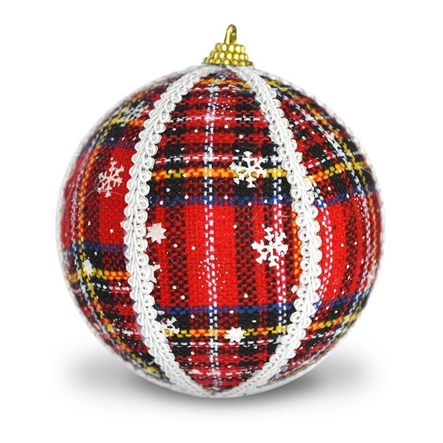 12 Bolas Natal 8cm - Vermelho Xadrez C/ 12pcs