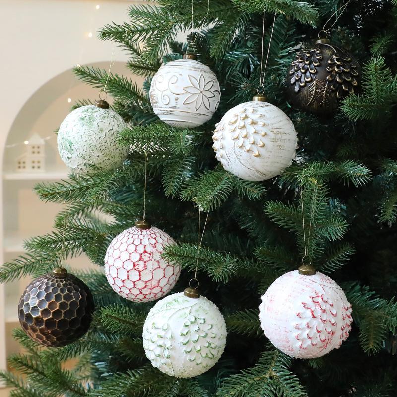 12pcs 8cm DIY Bolas Penduradas De Natal Bola Pintada De Plástico Vintage