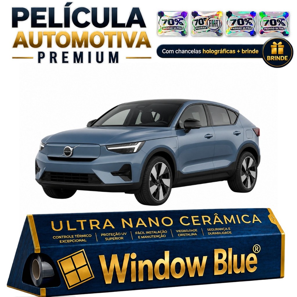 Película Ultra Nano Window Blue VOLVO EC40 2024 até 2026 - Ultra Nano Cerâmica Térmica