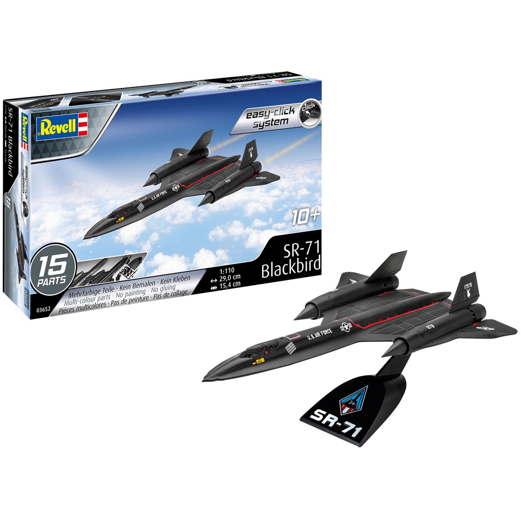 Kit para montar e pintar Lockheed Sr-71 Blackbird easy-click-system - 1/110 - Revell 03652