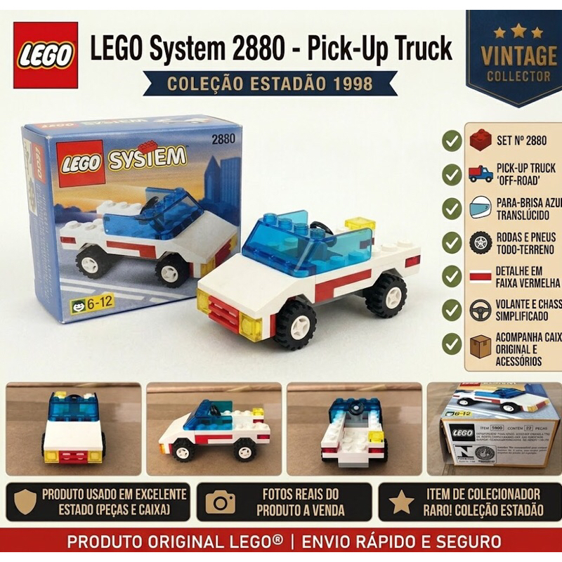 🛻 LEGO System 2880 - Pick-Up Truck / Camionete | Coleção Estadão (1998) Raro com Caixa Original!