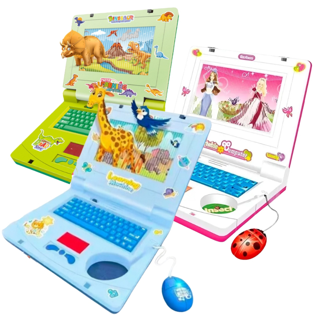 Notebook Laptop Musical com Luzes e Mouse Brinquedo Criativo Infantil