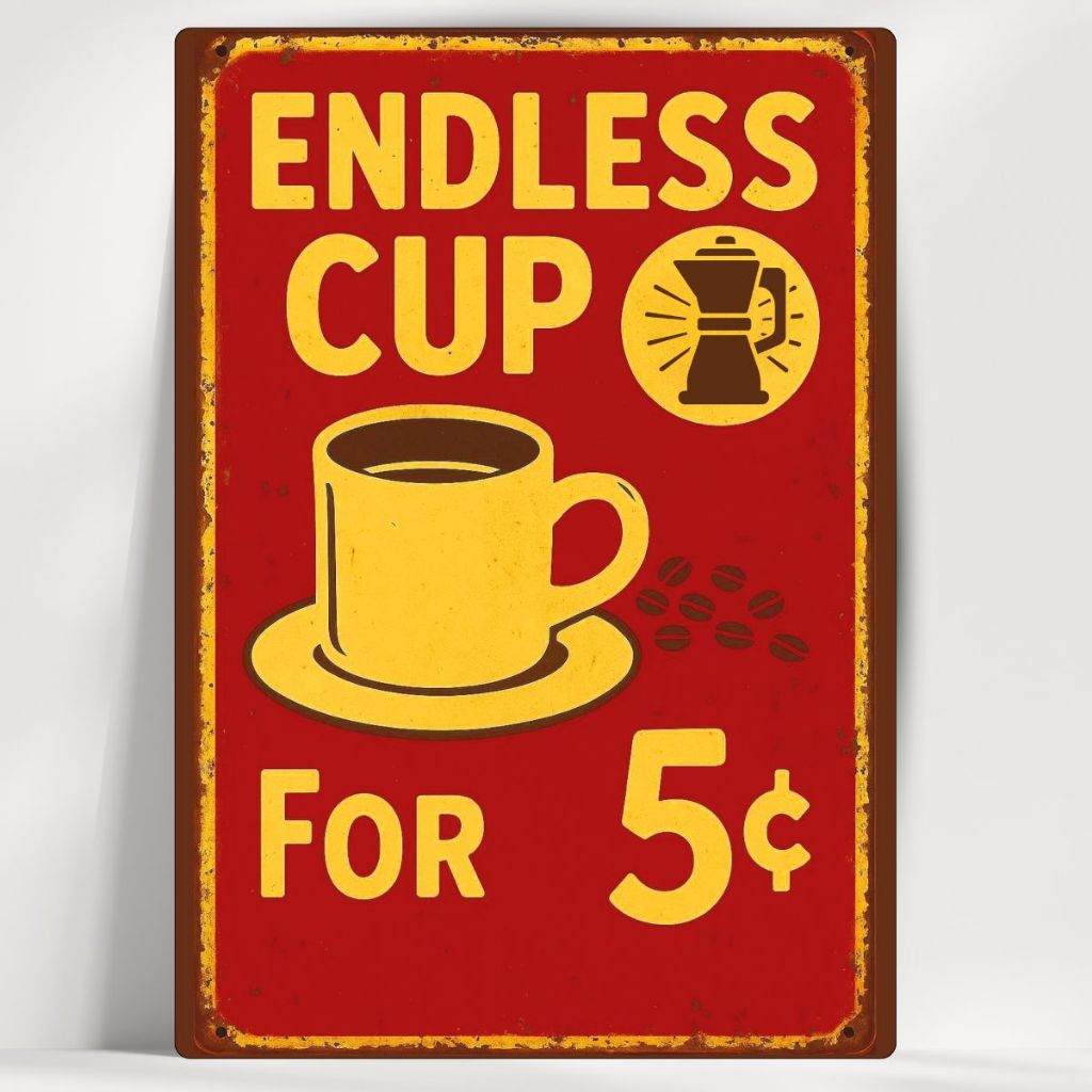 Quadro Decorativo Cantinho do Café Vintage - Endless Cup - Em MDF - com fita - Envio Imediato