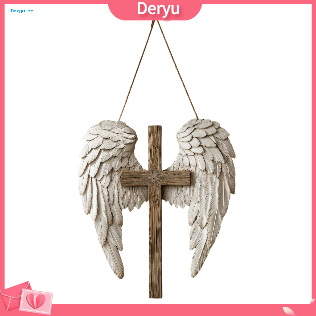 Christmas Gift for Home Wall Decor Rustic 2d Wooden Angel Wings Hanging Plaque Christian Faith Spiritual for Housewarmin