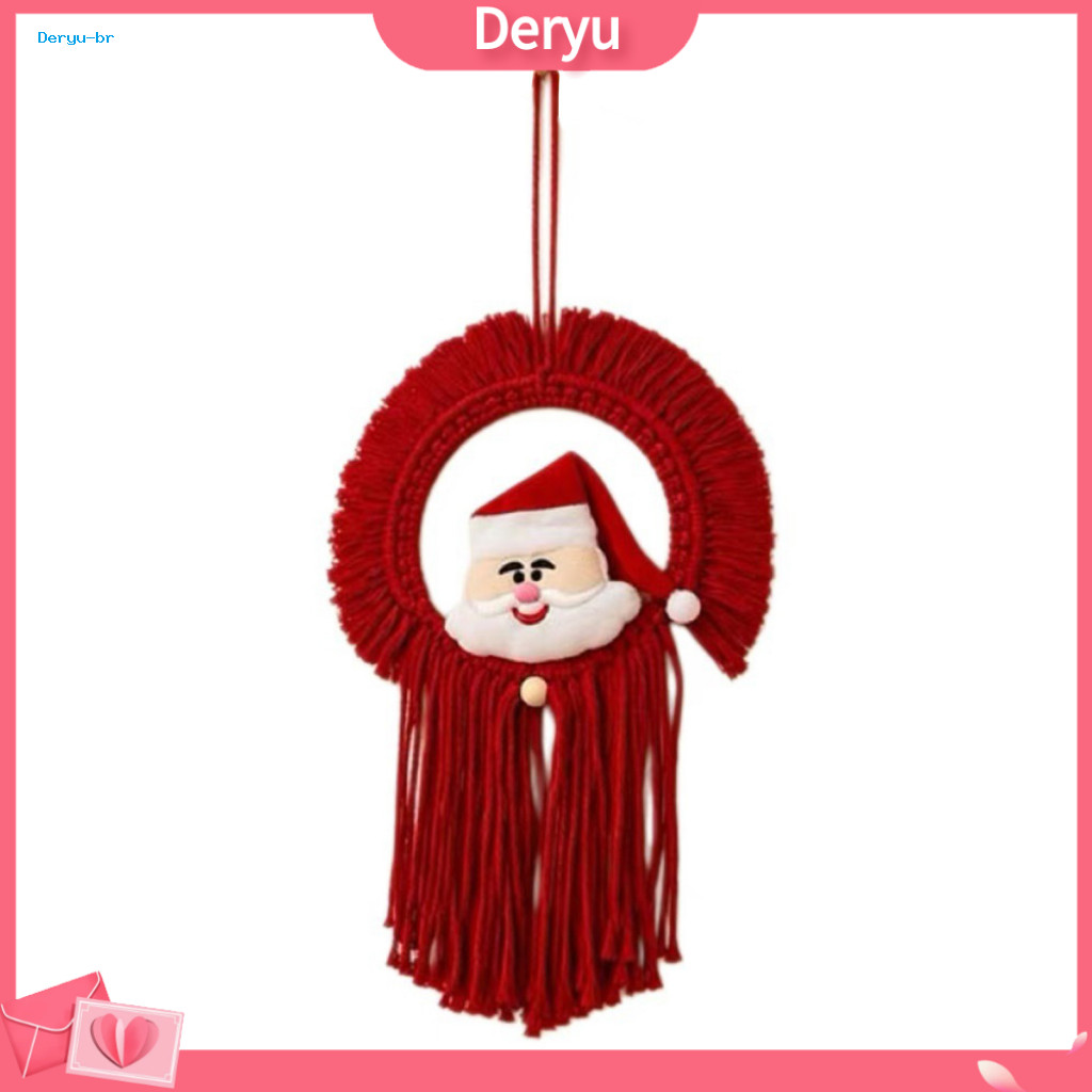 Kids Room Wall Decoration Santa Themed Woven Tapestry Hand-woven Claus Hanging with Tassels – Boho Christmas Decor for