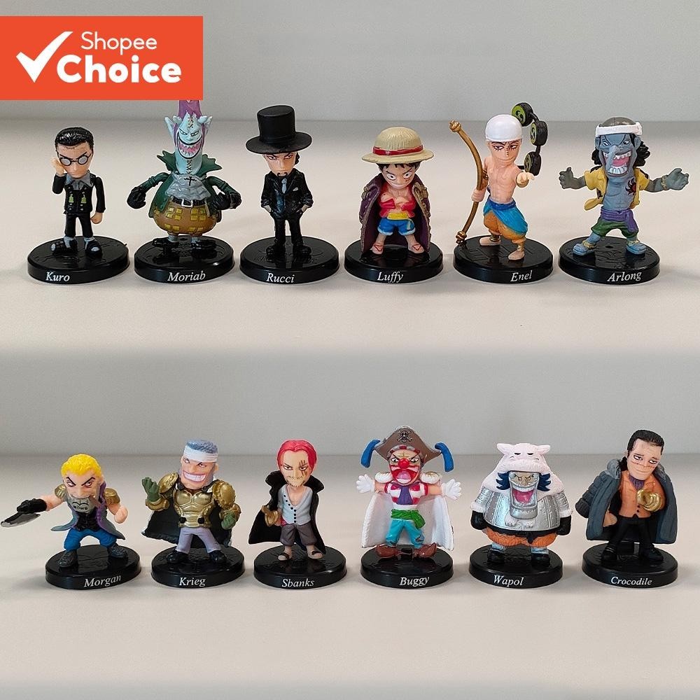 12Pcs Anime ONE PIECE Números de Ação Luffy Zoro Buggy Crocodilo Franky Chopper para Crianças
