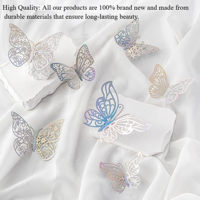 12pcs Decalques De Parede De Borboleta 3D Adesivos Artísticos Para Quarto Sala De Estar Decoração De Casamento