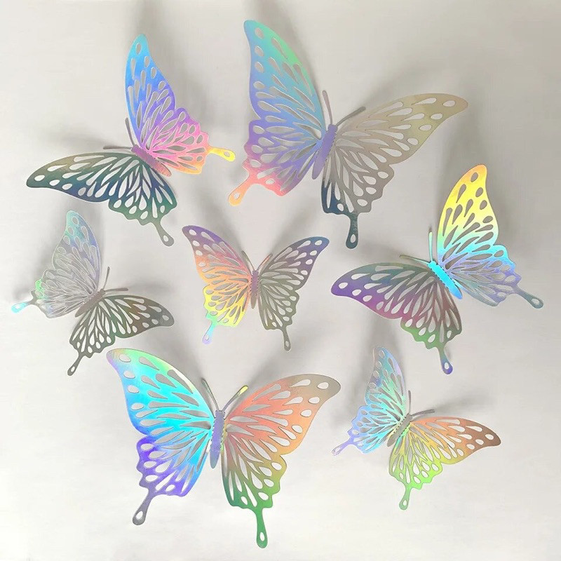 12pcs borboleta espelho adesivos de parede 3d diy decalque arte para crianças