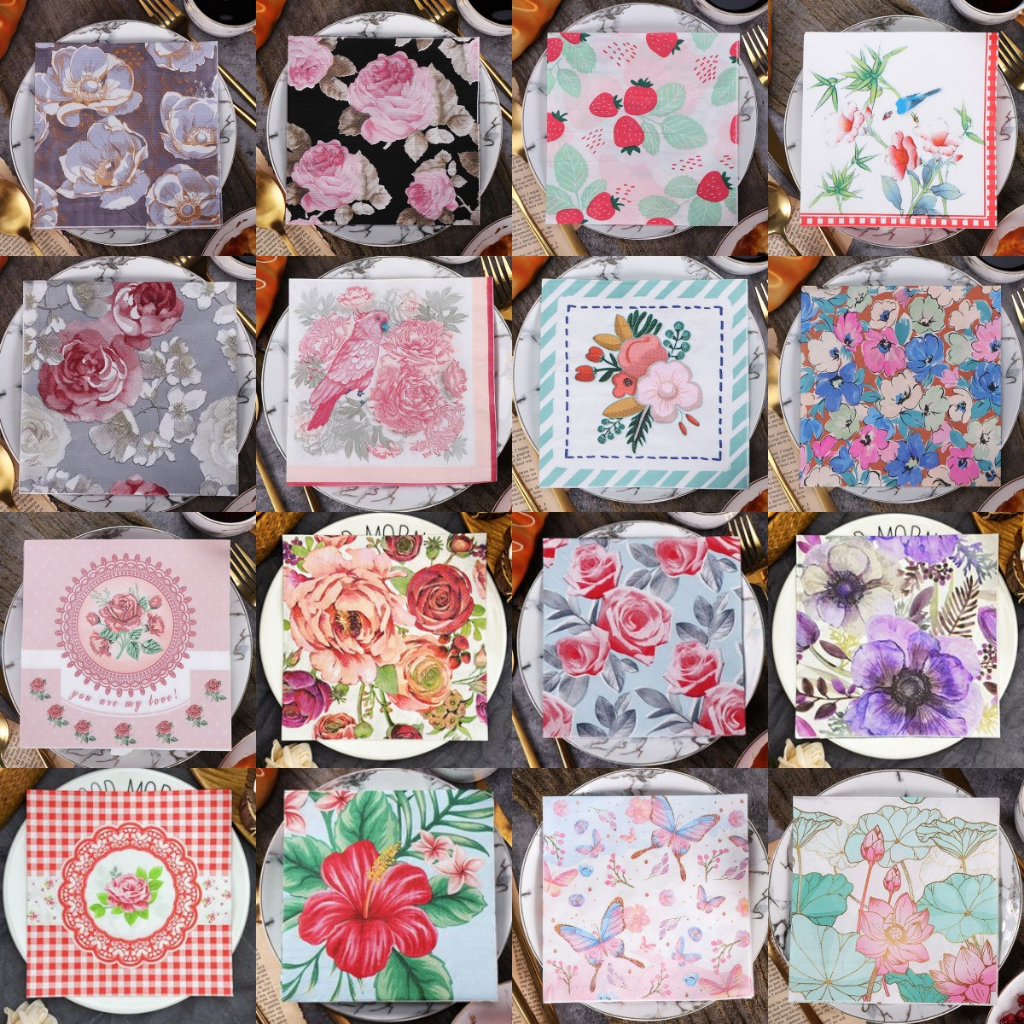 【 100 Styles 】 20Sheet/pack Clássico De Porcelana Azul E Branca Guardanapo De Papel Tecido Para Decoração De Festas