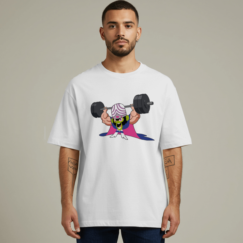 Camiseta Oversize Masculina Macaco Louco Academia Estampa Divertida Cartoon