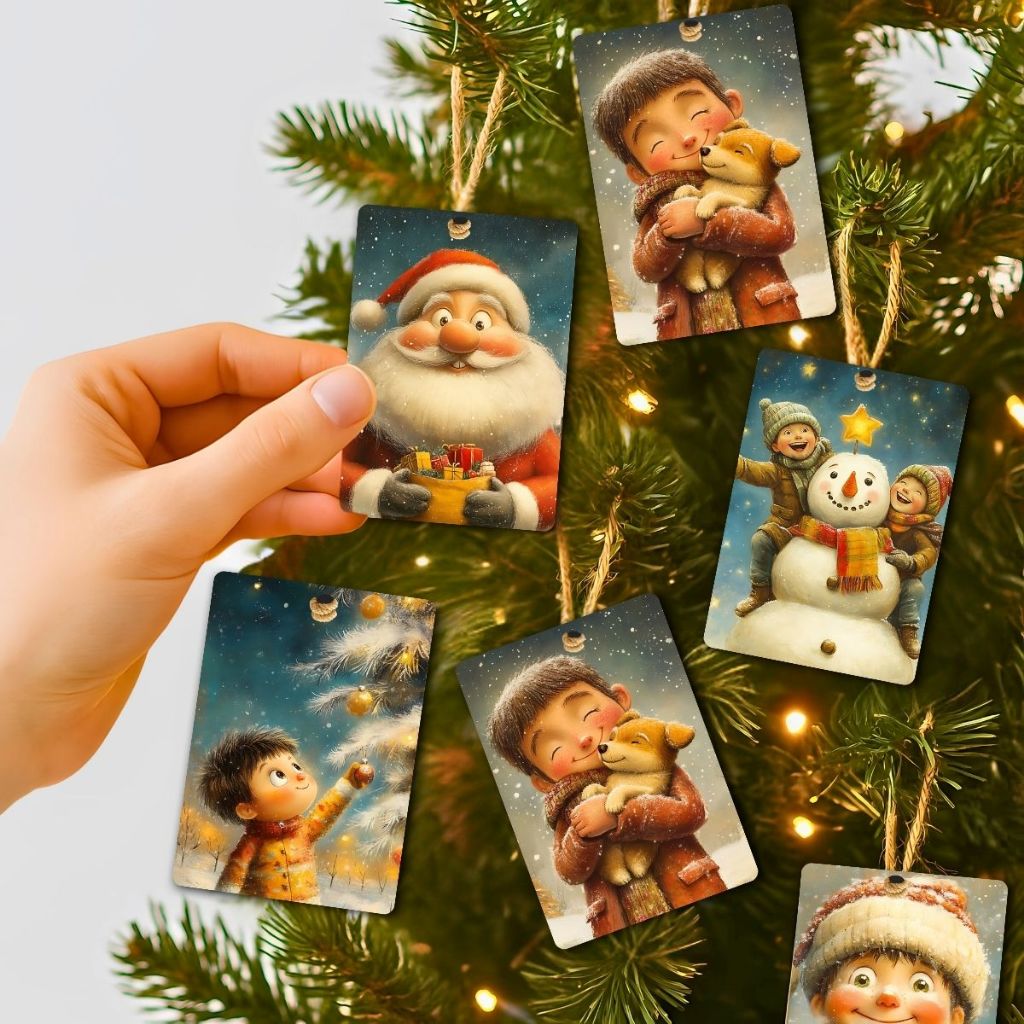 Kit Natal Decoração Enfeite - Feito em Madeira - Modelo Cartoon - Natalino - Envio Imediato