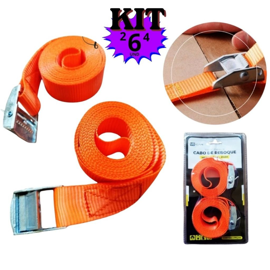 Cinta de Amarração com Fivela – 2,5m x 25mm (2 Peças)