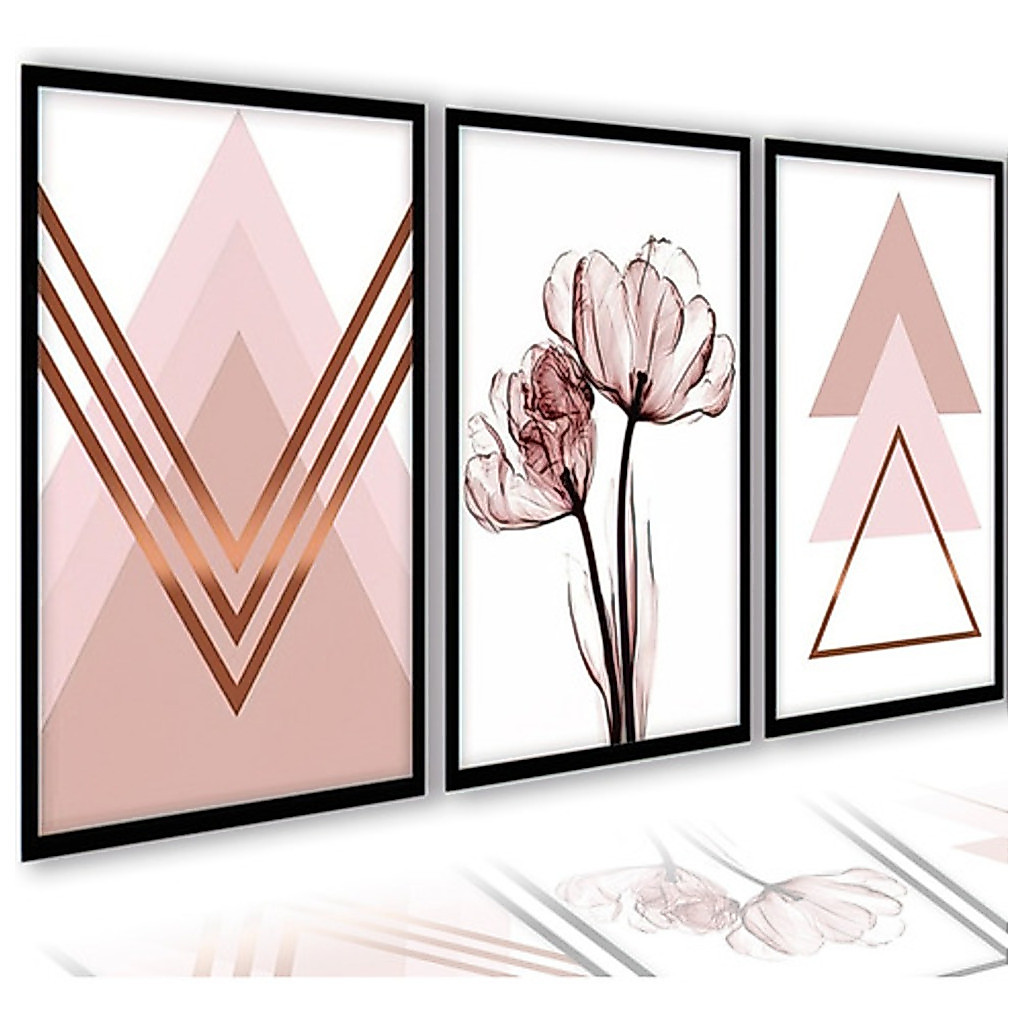 KIT 3 Decorative 120cm x 60cm Frames Geometric Flower Pink Living Room Large