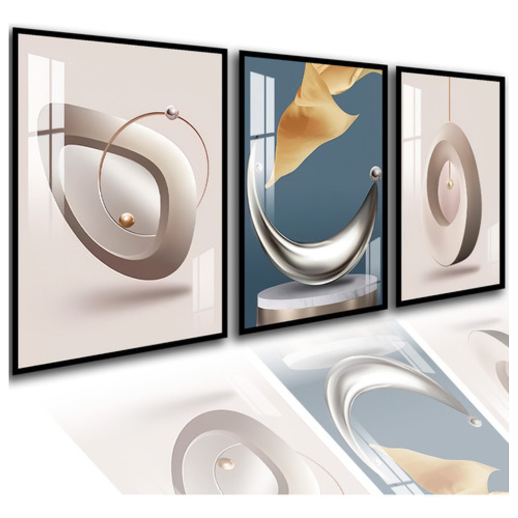 Decorative Frames Geometric Bedroom Abstract Blue Gold Hd Mural De Painel azul