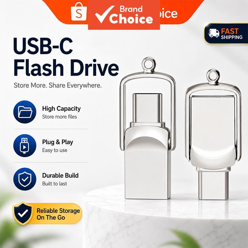 Dual interface USB Tipo-C, USB flash drive para carro, pen drive de metal giratório 128 GB 64 GB 32 GB 16 GB, uso duplo