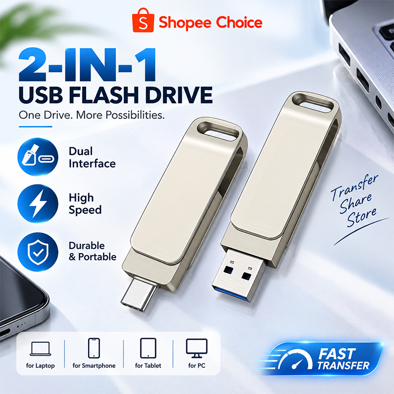 Unidade Flash USB Tipo C 2 Em 1 3.0 Dual OTG Memory Stick 16GB 32GB 64GB 128GB Pen Drive Para Telefone E Computador