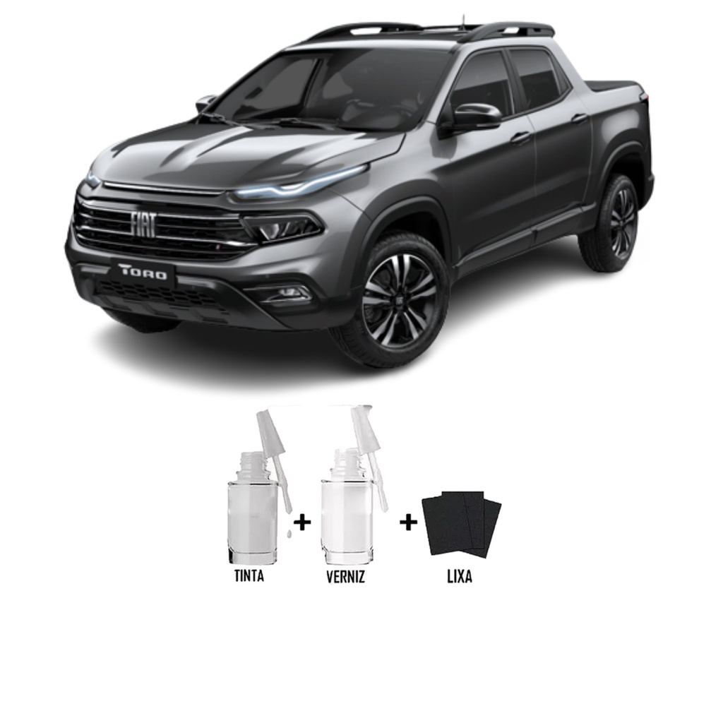 Tinta Tira Risco Automotivo Cinza Granite Fiat + Verniz 15ml
