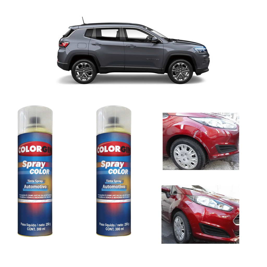 Tinta Spray Automotiva Jeep Compass Cinza Granite + Verniz