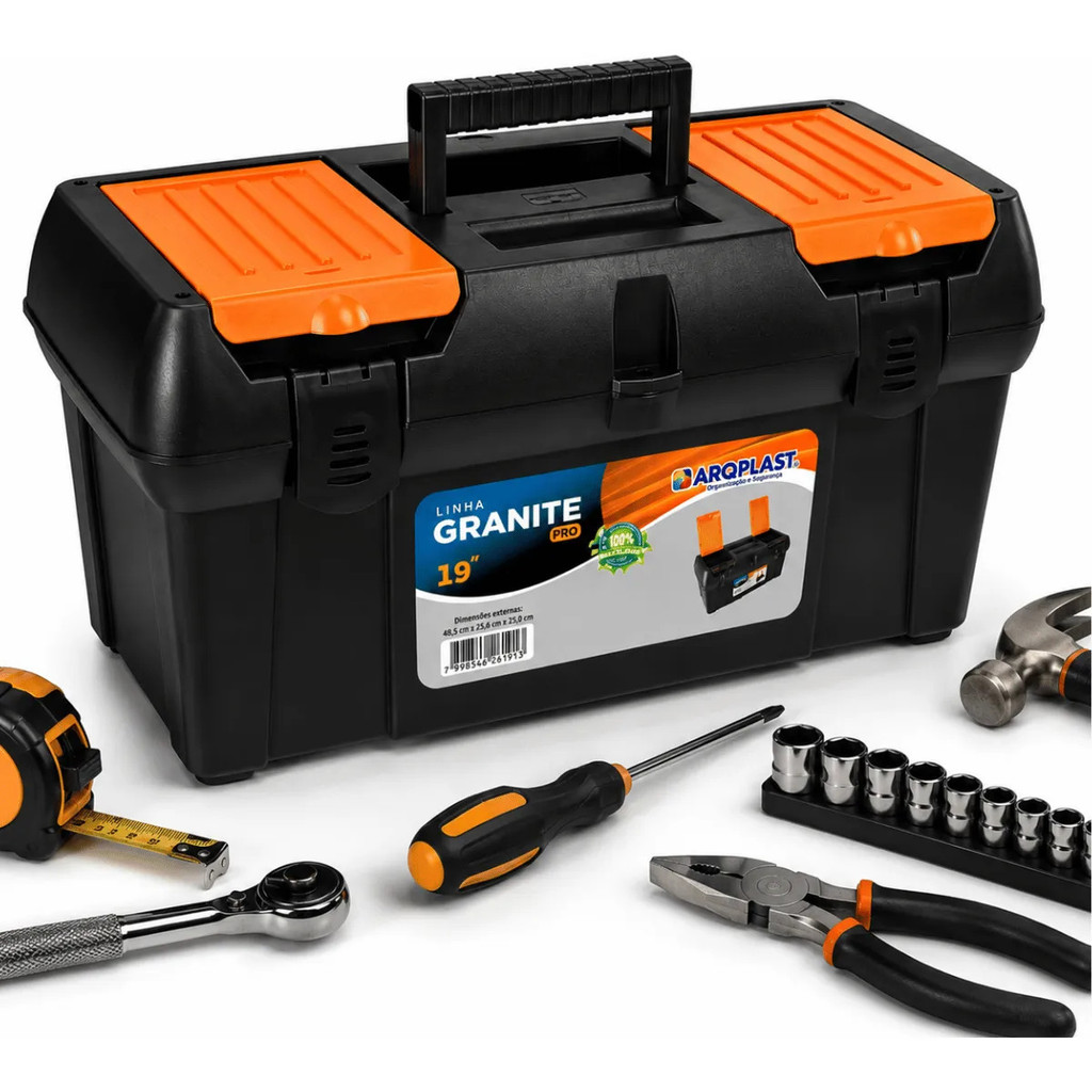 Maleta Ferramenta Multiuso Granite Pro 19 Grande Divisória
