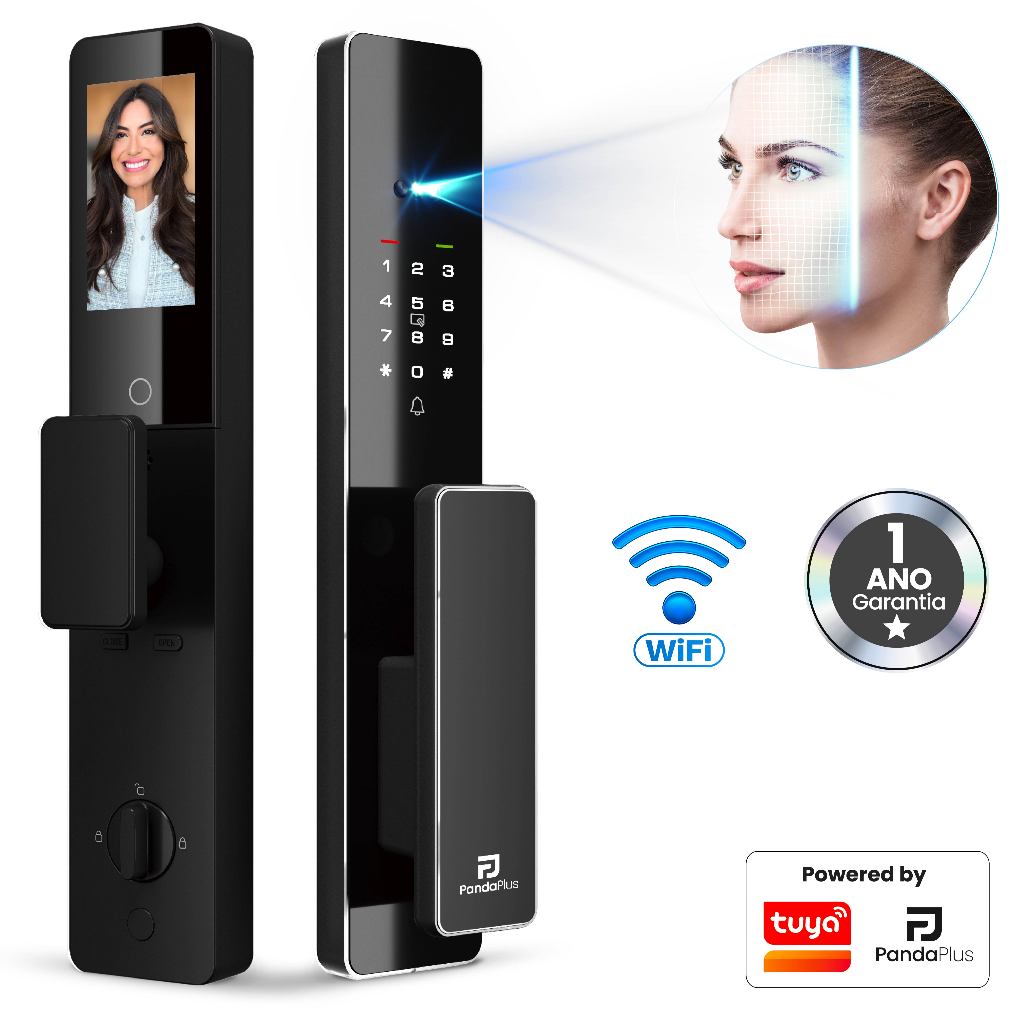 Fechadura Eletrônica Inteligente Reconhecimento Facial Palma Da Mão Alexa App PandaPlus Tuya Smartlife