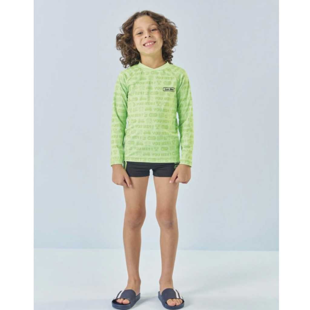 Conjunto Infantil Menino Camiseta e Sunga em Malha UV Dry com Proteção UV 50+ LucBoo