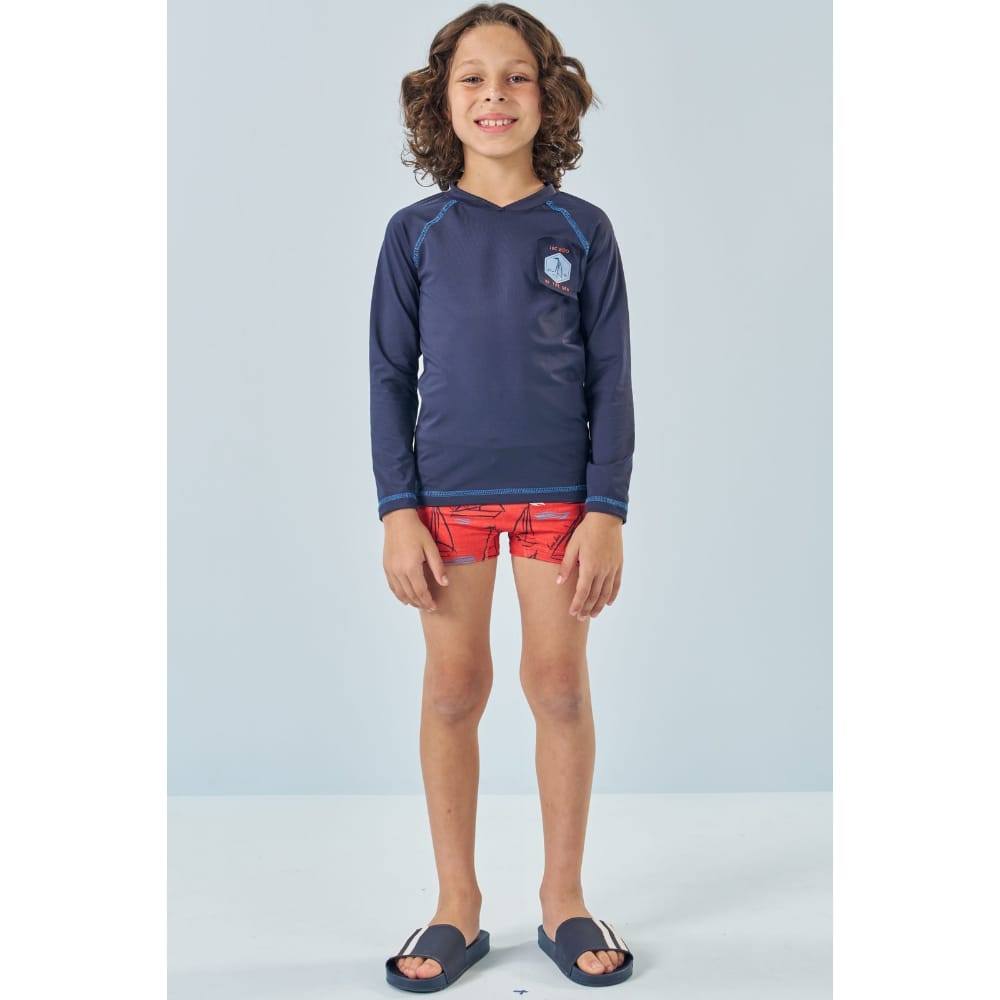 Conjunto Menino Camiseta e Sunga em Malha UV Dry c/Proteção UV 50+  LucBoo