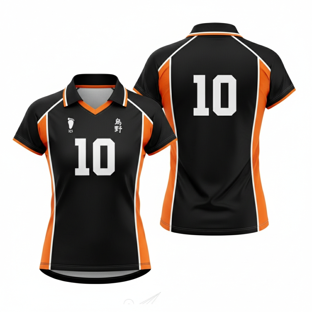 Camisa Dry Feminina Baby Look Karasuno - anime haikyuu - com nome e números personalizavéis