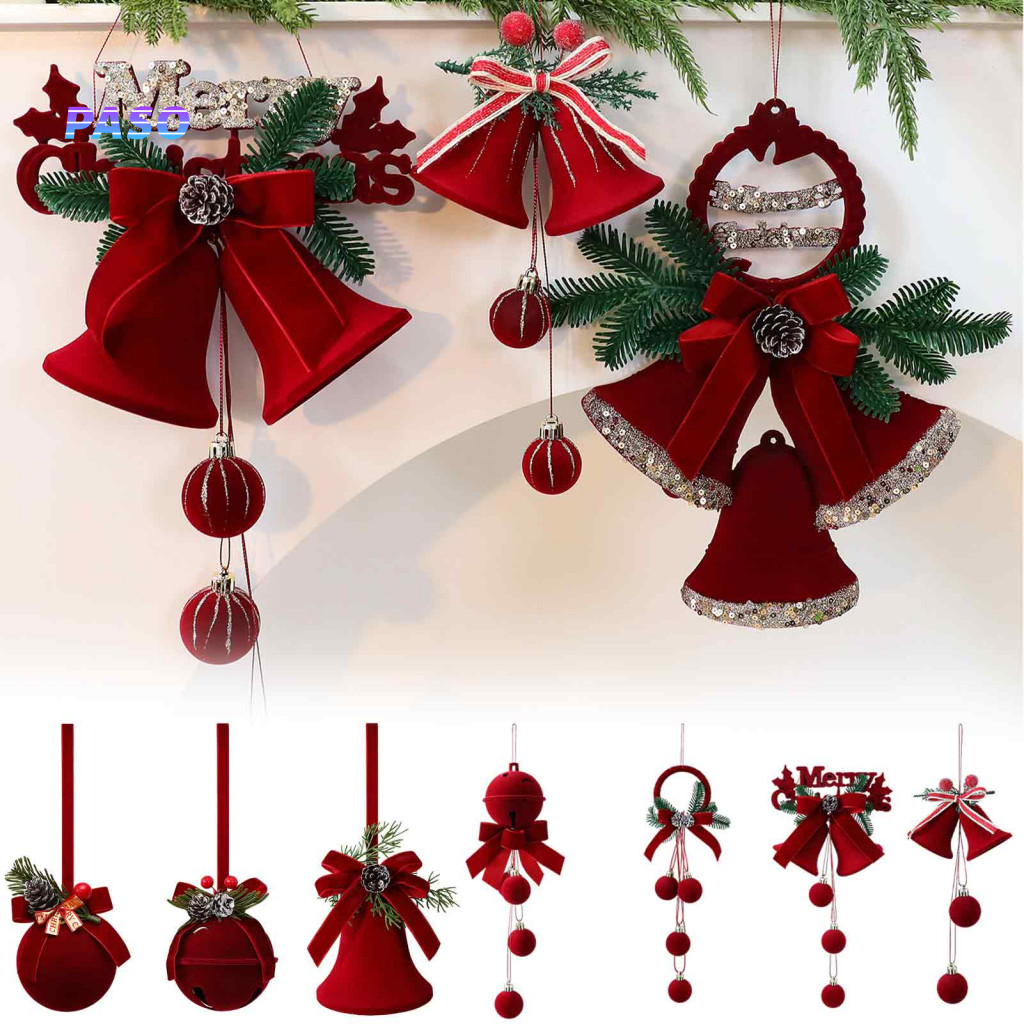 Luxury Texture Christmas Tree Baubles Flocked Bell Ornaments Nordic Velvet Ornament – Hanging Bells for Door Window fo