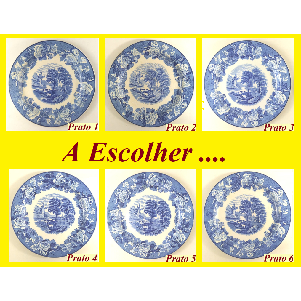 Antigo prato decorativo inglês da linha English Scenery - fábrica Wood & Sons - Escolha