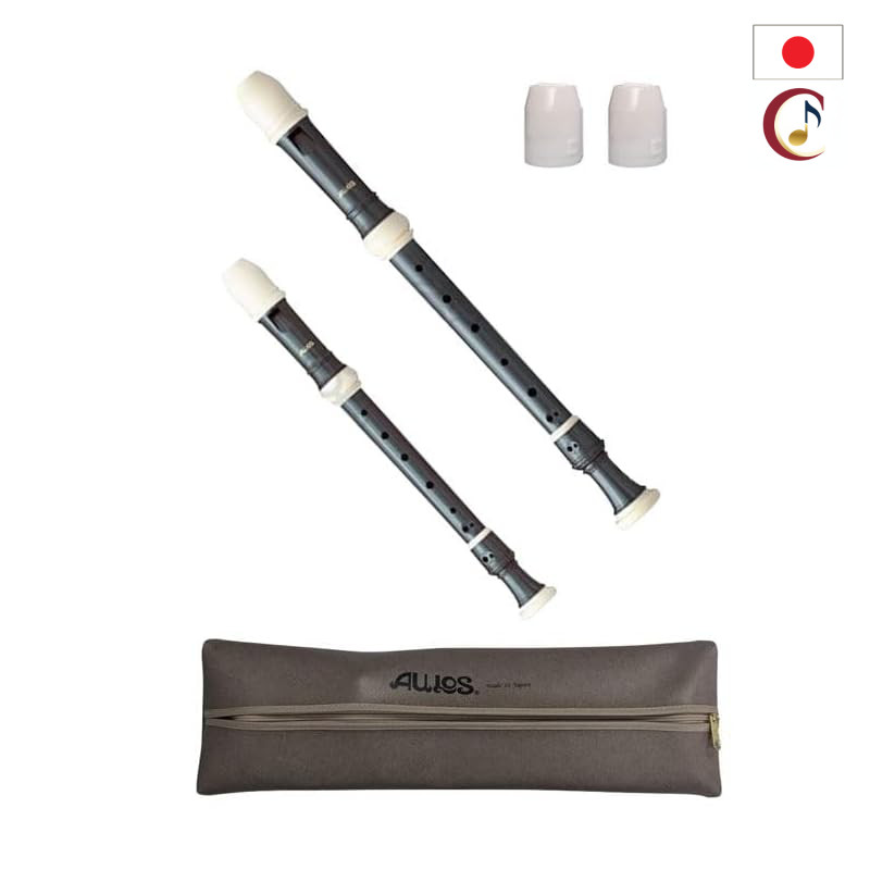 AULOS “Symphony” Soprano & Alto Recorders, Baroque (English) fingering, 503BW(E) + 509BW(E) set, (wood-grain finish) inc