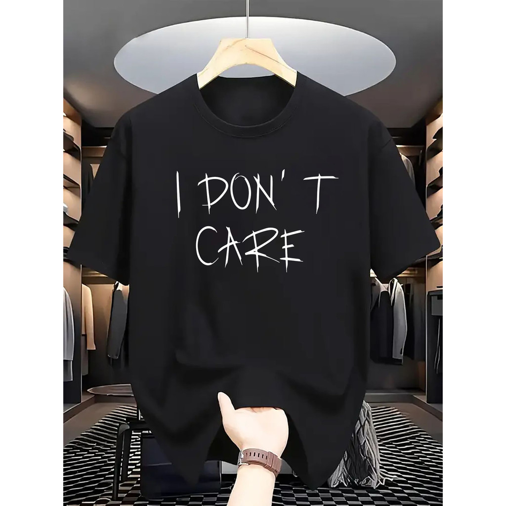 Camiseta Oversized T-shirt I Dont Care Print Minimalist Letter Street Trendy Confortável Estilosa Moderna Casual Confort
